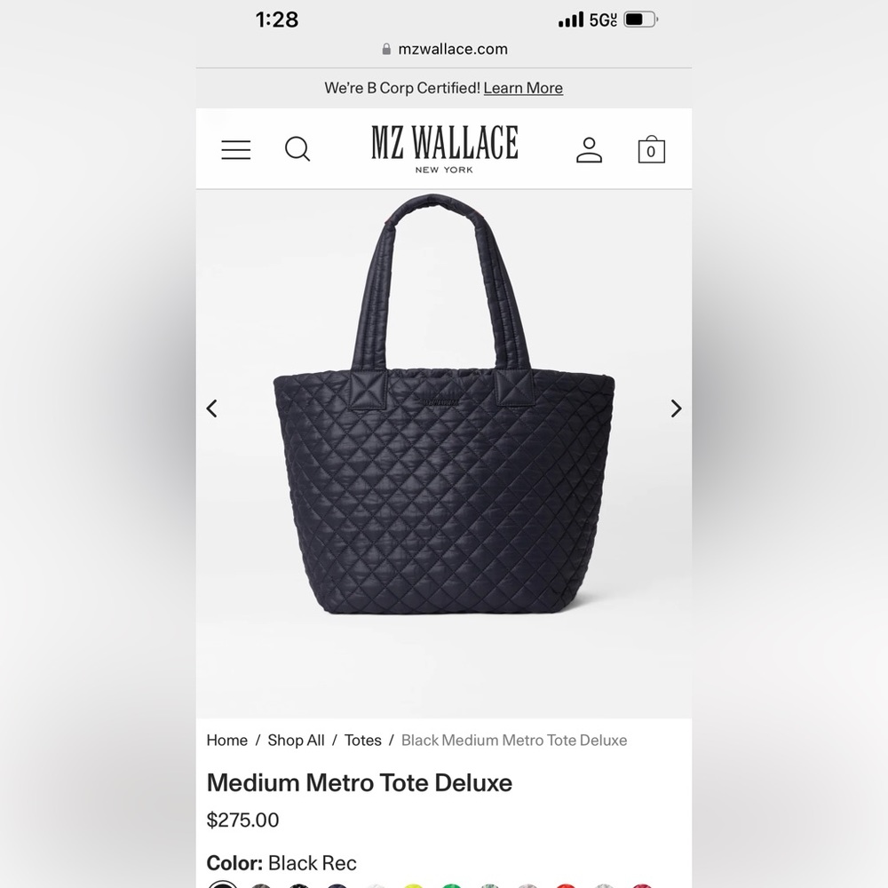 Great condition MZ Wallace medium metro tote in black